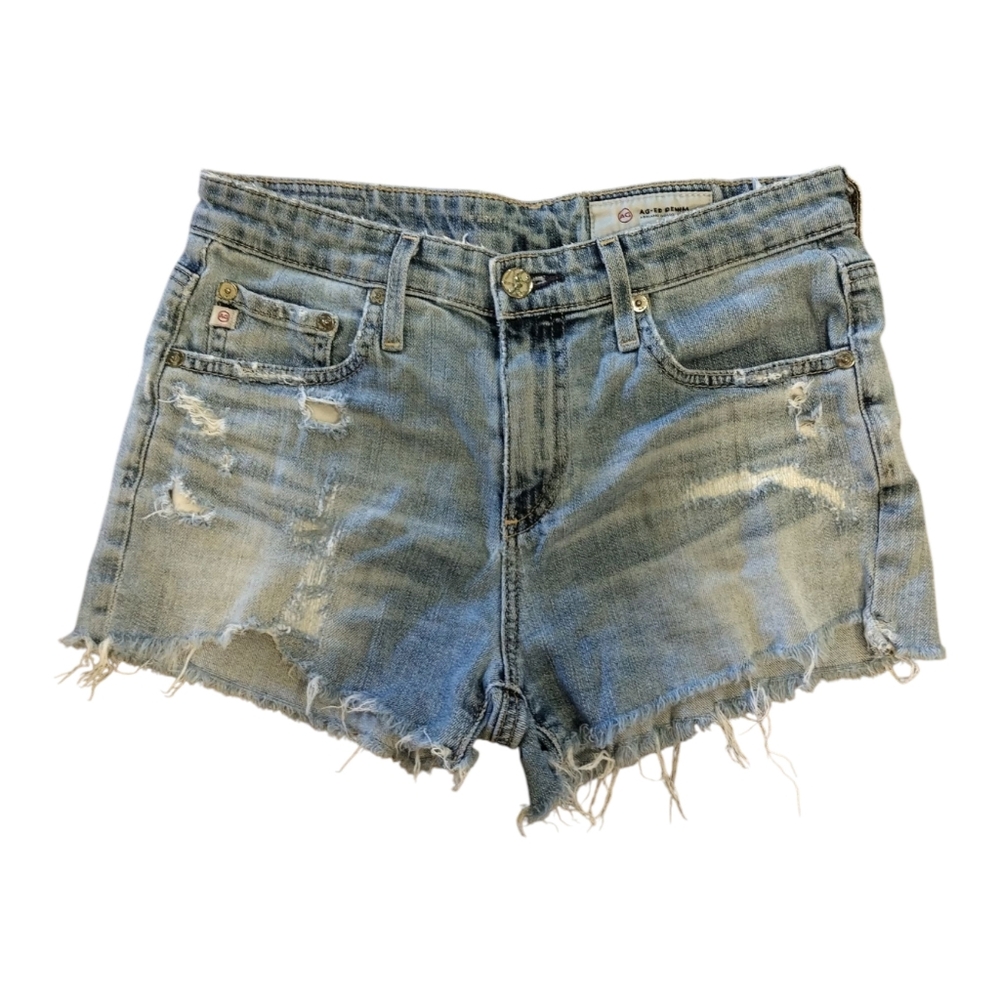 Ag Adriano Goldschmied Bryn Blue Jean  Distressed Shorts
